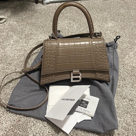 Balenciaga small croc embossed hourglass - Picture 1 of 9